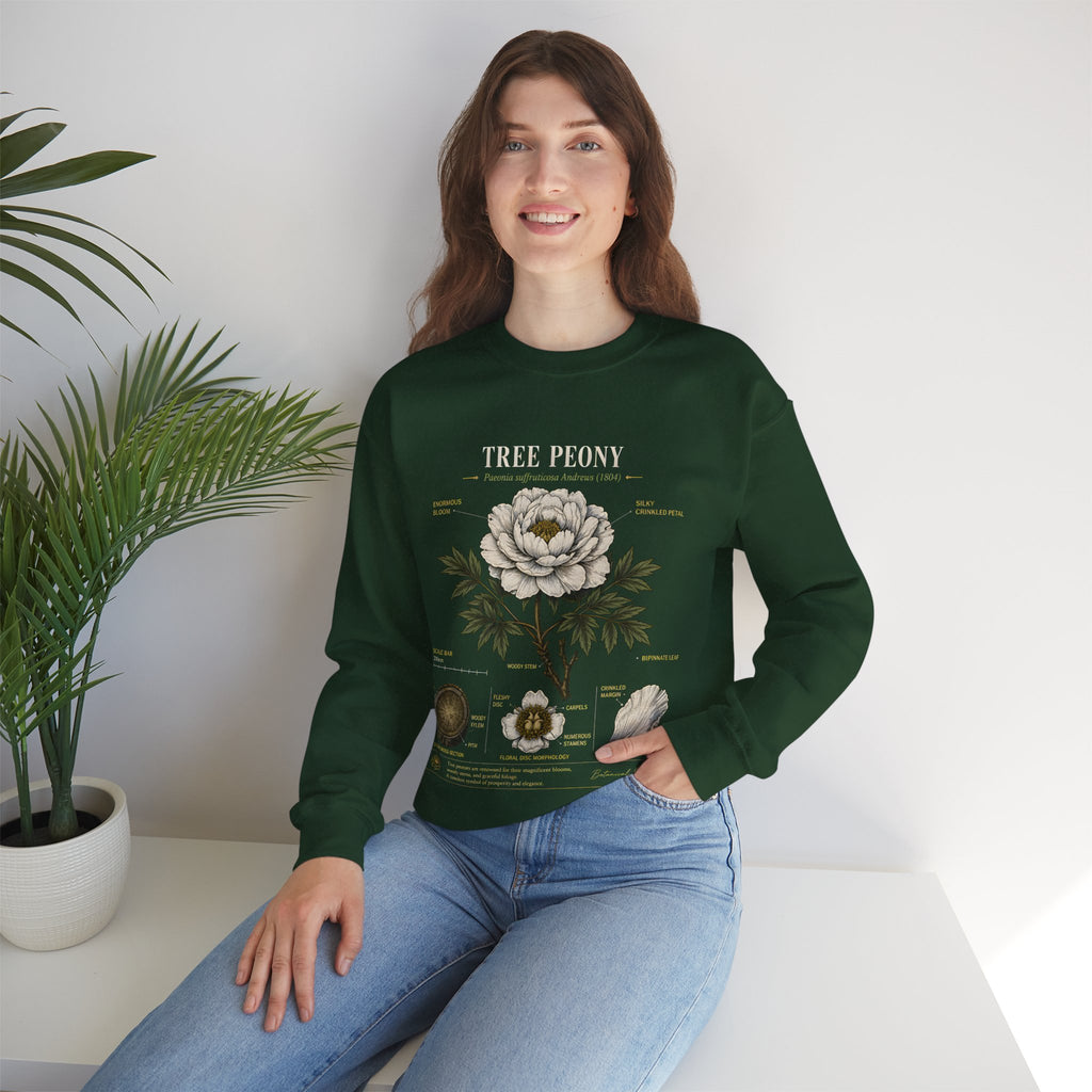Tree Peony Botanical Sweatshirt — Vintage Flower Anatomy Crewneck