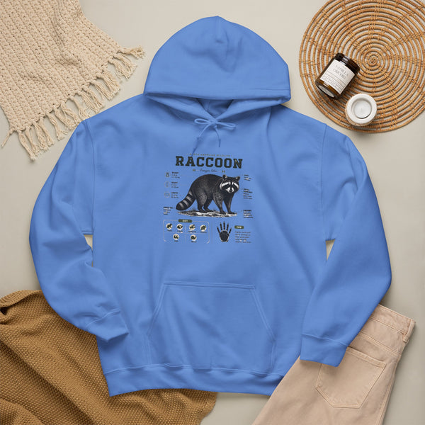 Raccoon Anatomy Hoodie — Vintage Wildlife Illustration Sweatshirt