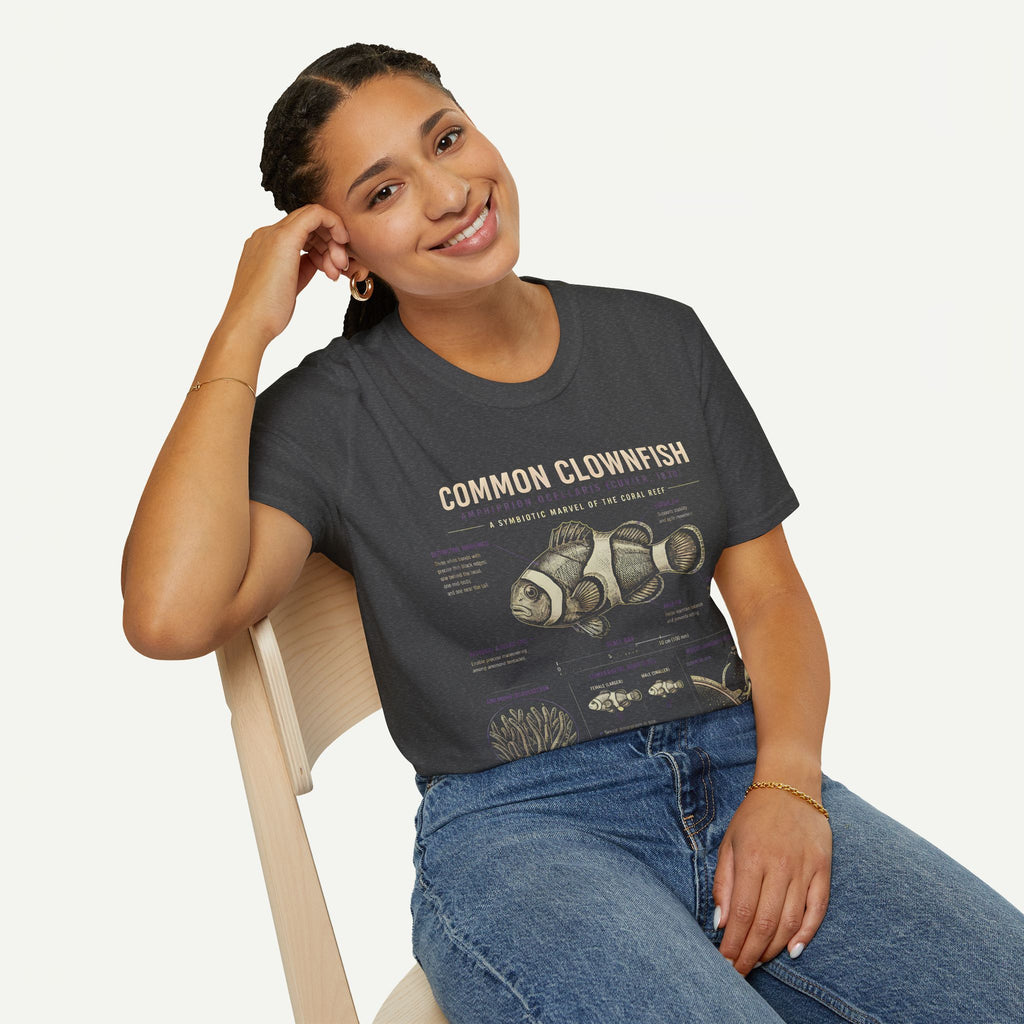 Common Clownfish Anatomy T-Shirt — Vintage Marine Biology Illustration Tee
