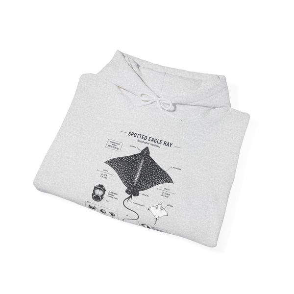 Manta Ray Anatomy Hoodie – Spotted Eagle Ray Diagram Sweatshirt