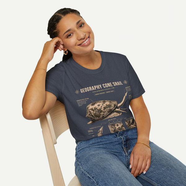 Geography Cone Snail Anatomy T-Shirt — Vintage Scientific Illustration Tee