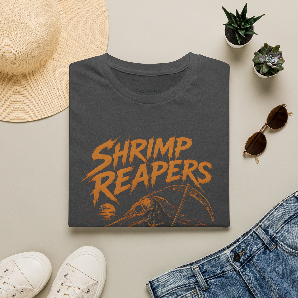 Shrimp Reapers T‑Shirt — Vintage Horror Seafood Graphic Tee
