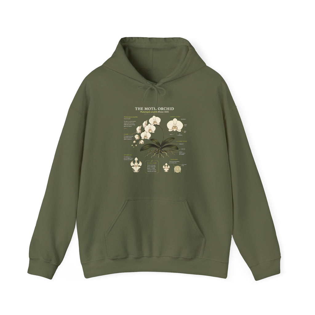Botanical Orchid Anatomy Hoodie — Vintage Plant Illustration Sweatshirt