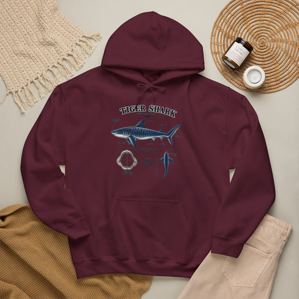 Tiger Shark Anatomy Hoodie — Nautical Science Graphic Pullover