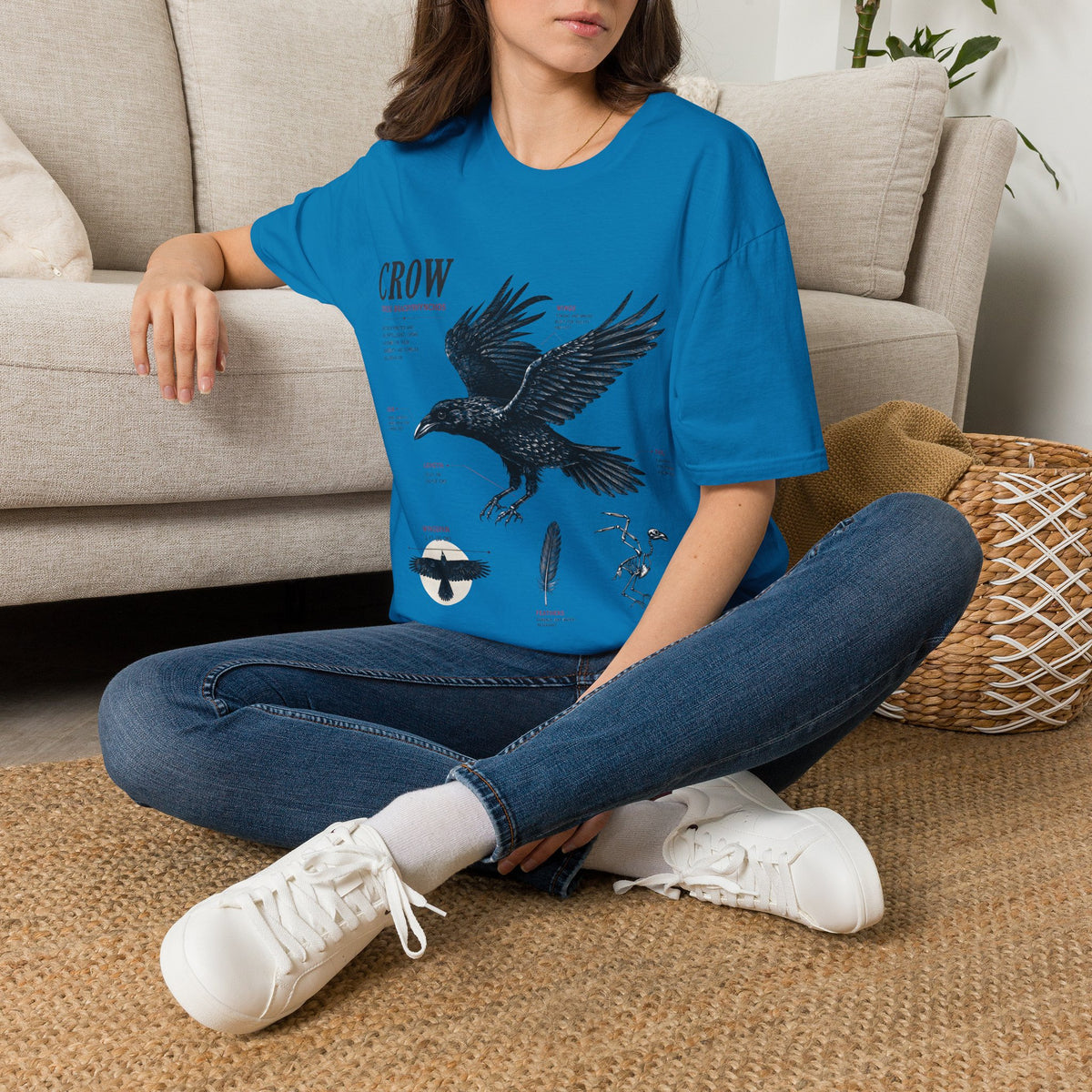Crow Anatomy Graphic T-Shirt — Vintage Raven Illustration Tee