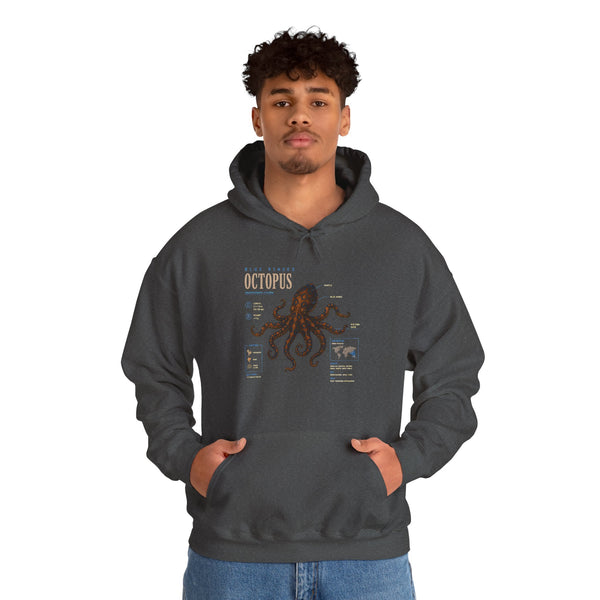Octopus Specimen Hoodie — Vintage Marine Biology Illustration Sweatshirt