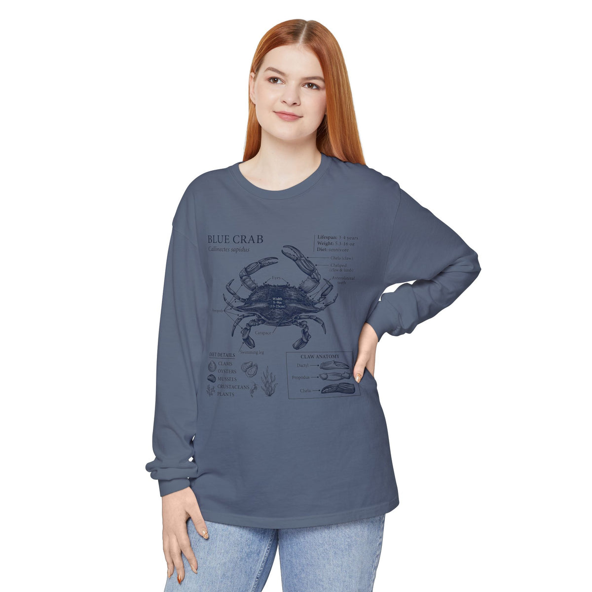 Blue Crab Anatomy Long Sleeve Tee