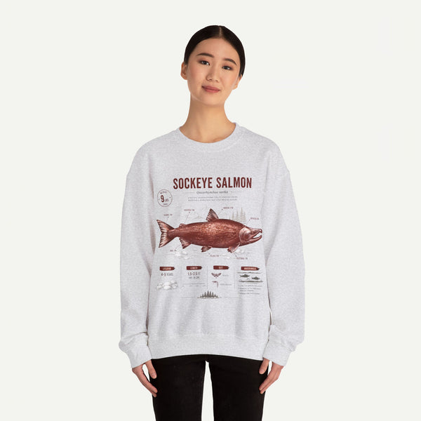 Sockeye Salmon Anatomy Sweatshirt — Vintage Fish Illustration Tee for Anglers & Nature Lovers