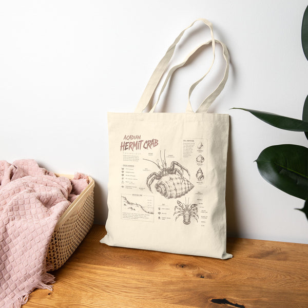Hermit Crab Anatomy Canvas Tote Bag – Illustrated Marine Biology Tote