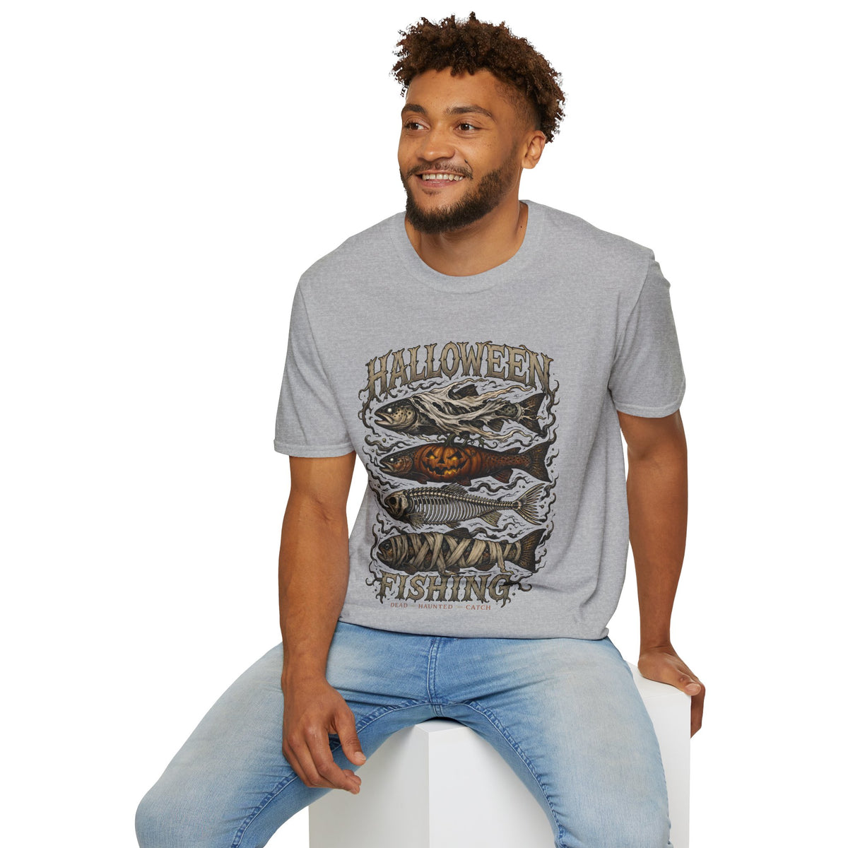 Halloween Fishing T-Shirt — Spooky Pumpkin Fish Graphic Tee
