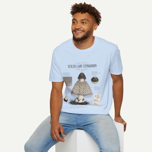 Veiled Lady Stinkhorn Mushroom Tee — Botanical Mycology Anatomy T-Shirt