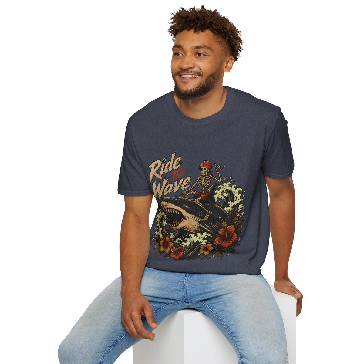 Ride The Wave Surf Skeleton T-Shirt — Vintage Beach Skull Tee