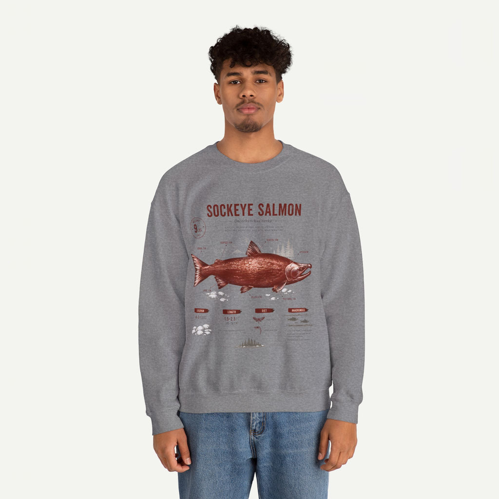 Sockeye Salmon Anatomy Sweatshirt — Vintage Fish Illustration Tee for Anglers & Nature Lovers