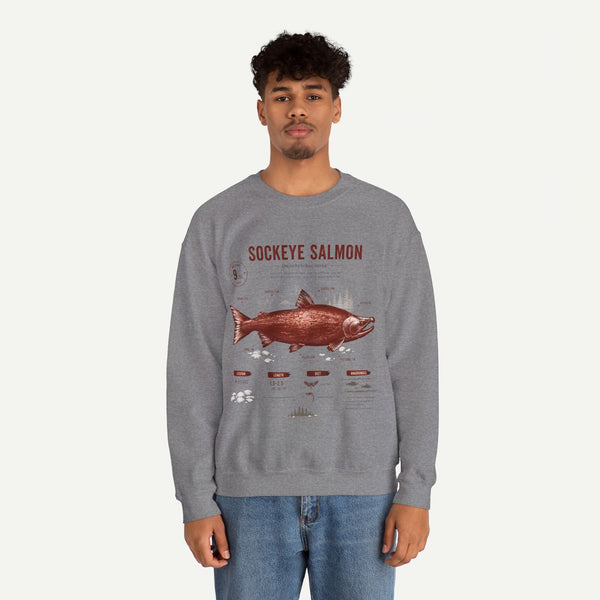 Sockeye Salmon Anatomy Sweatshirt — Vintage Fish Illustration Tee for Anglers & Nature Lovers