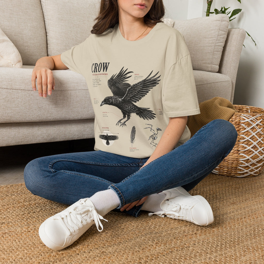 Crow Anatomy Graphic T-Shirt — Vintage Raven Illustration Tee