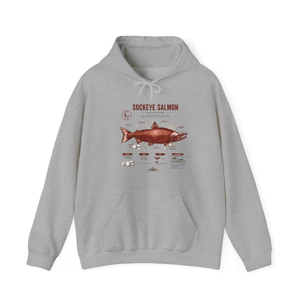 Sockeye Salmon Anatomy Hoodie — Fishing Chart Graphic Sweatshirt