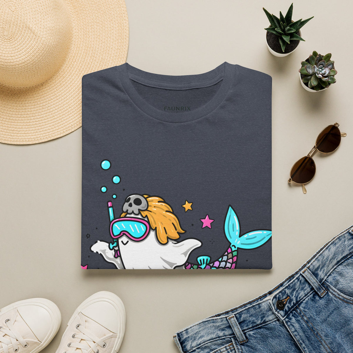 Mermaid Ghost Summerween T-Shirt — Cute Halloween Summer Mashup Tee