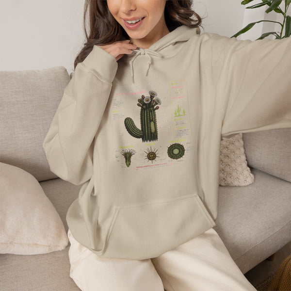 Cactus Anatomy Hoodie — Botanical Saguaro Diagram Sweatshirt