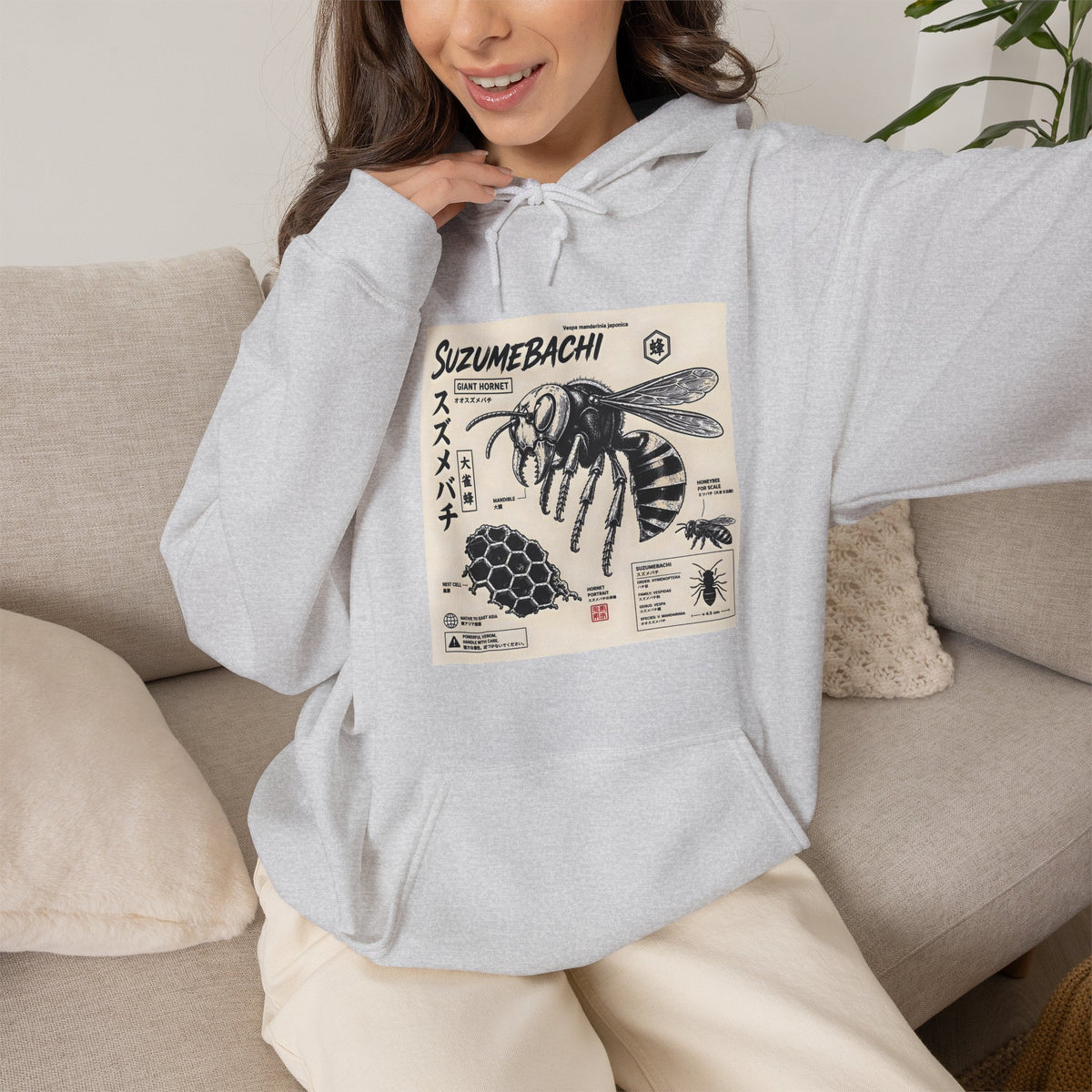 Honey Bee Anatomy Hoodie — Vintage Japanese Beekeeping Art Sweatshirt