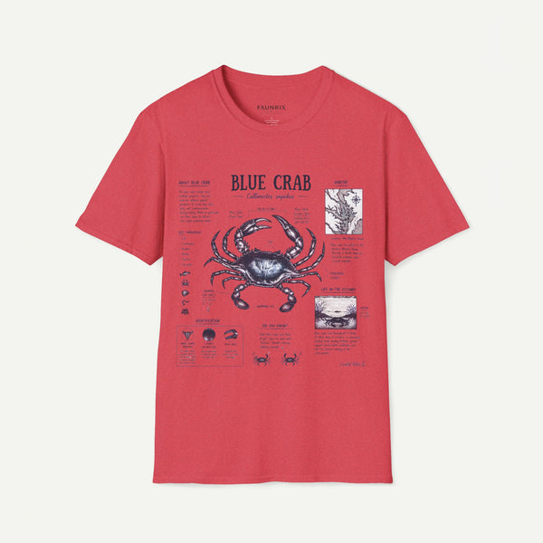 Blue Crab Anatomy T-Shirt — Nautical Vintage Marine Illustration Tee