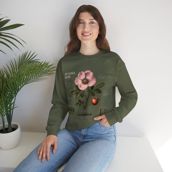 Botanical Rose Crewneck Sweatshirt – Vintage Floral Illustration