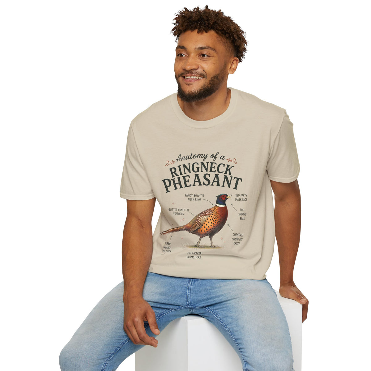 Ringneck Pheasant Anatomy T-Shirt — Illustrated Bird Diagram Tee