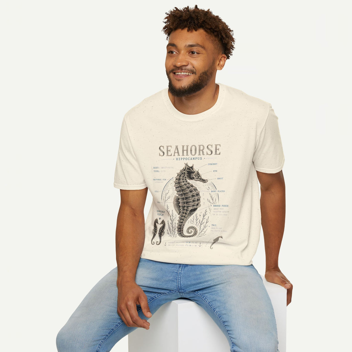 Seahorse Anatomy Tee — Vintage Marine Biology T-Shirt