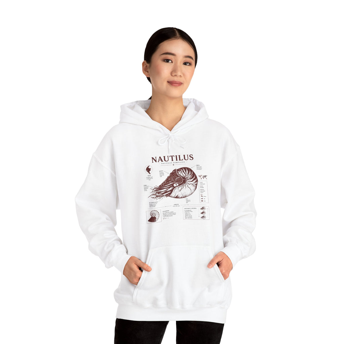 Nautilus Anatomy Hoodie – Vintage Scientific Shell Diagram Sweatshirt