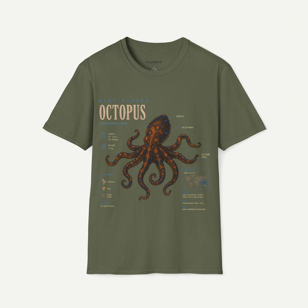 Octopus Anatomy Graphic T-Shirt — Vintage Blue-Ringed Octopus Design