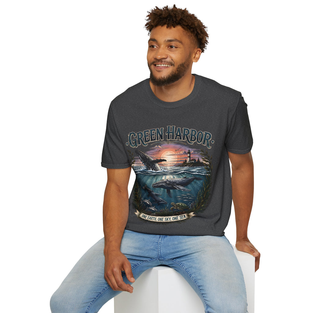 Green Harbor Sunset Whale T-Shirt