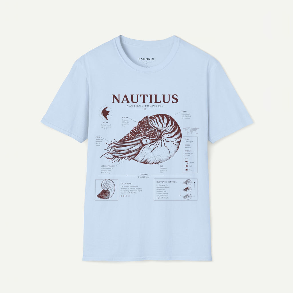 Nautilus Shell  Anatomy Graphic T-Shirt — Vintage Marine Biology Illustration