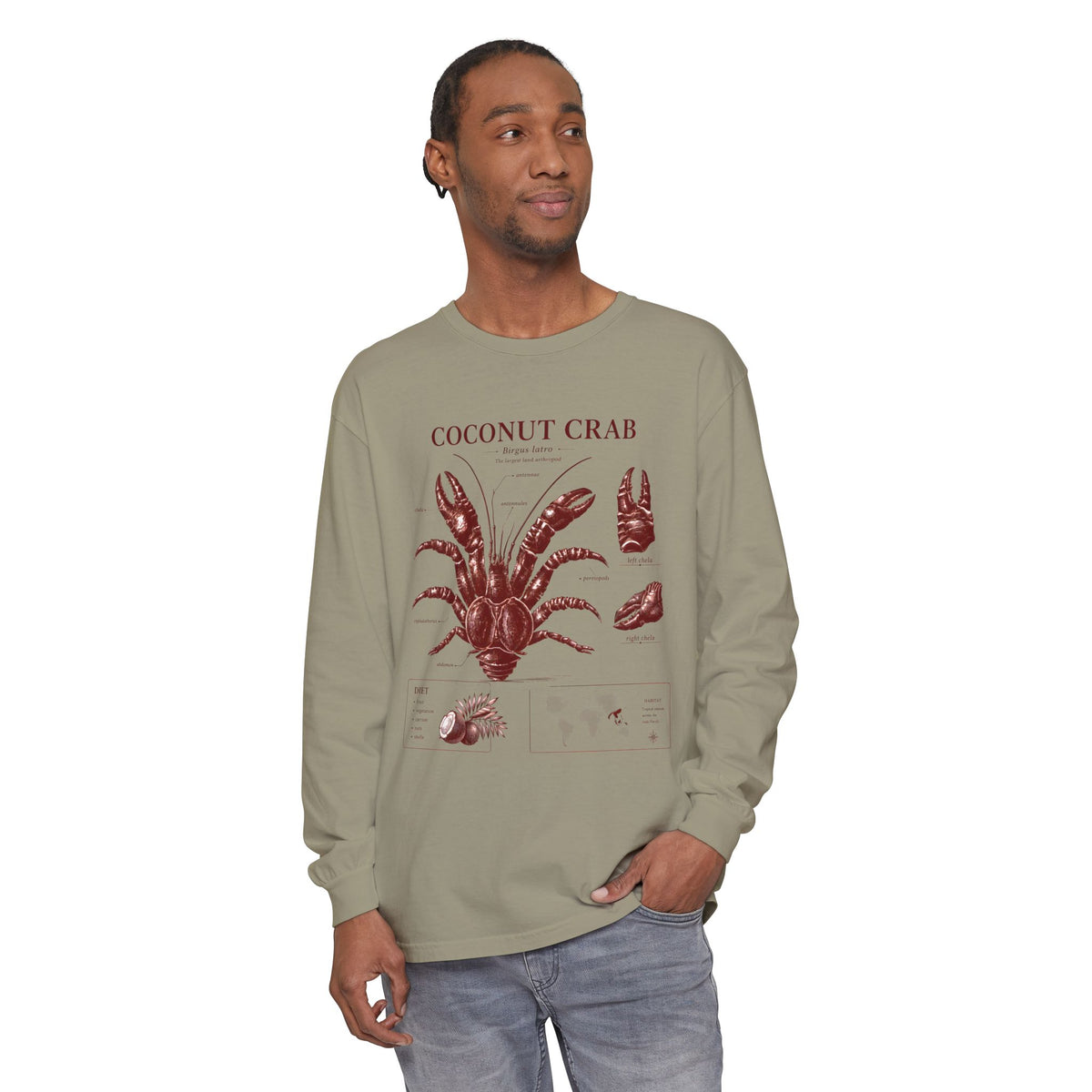 Coconut Crab Long Sleeve Tee — Vintage Marine Illustration