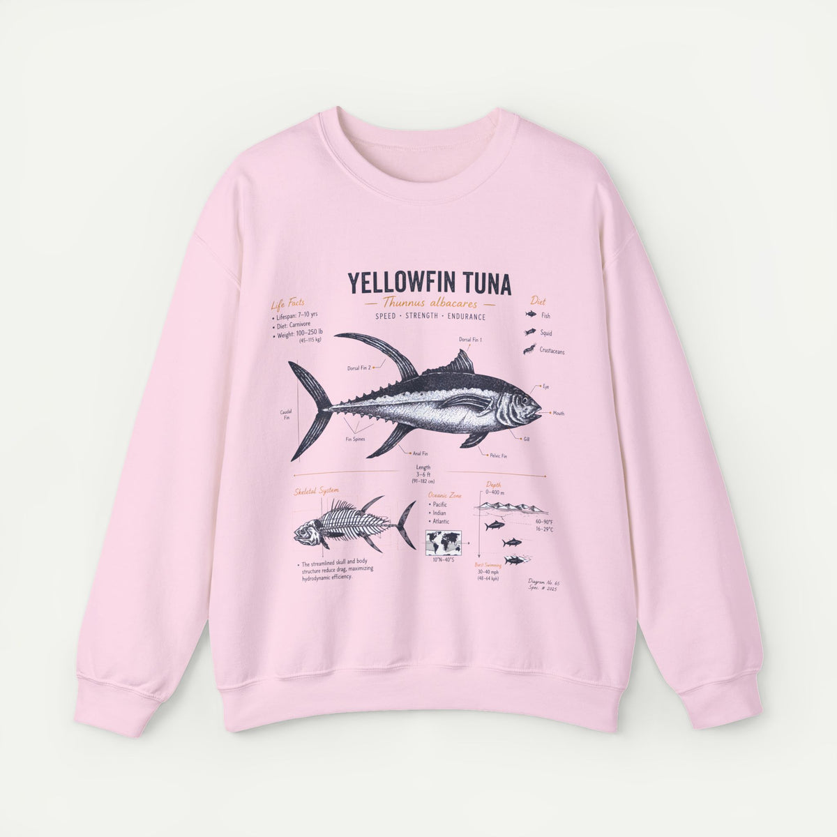 Yellowfin Tuna Anatomy Sweatshirt — Vintage Fish Illustration Crewneck Main image