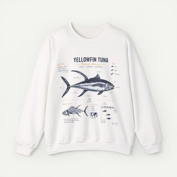 Yellowfin Tuna Anatomy Sweatshirt — Vintage Fish Illustration Crewneck