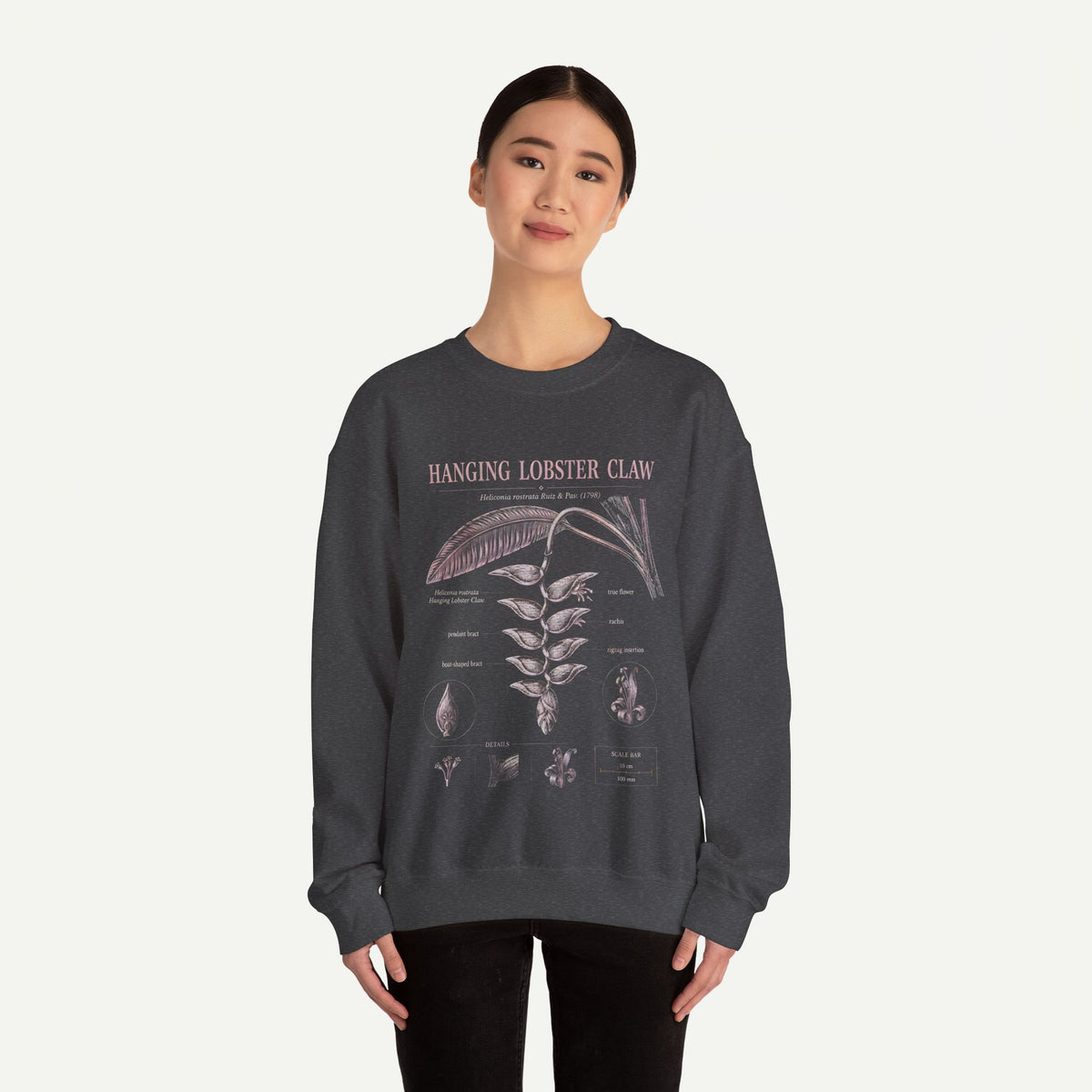 Botanical 'Hanging Lobster Claw' Sweatshirt – Vintage Tropical Plant Illustration