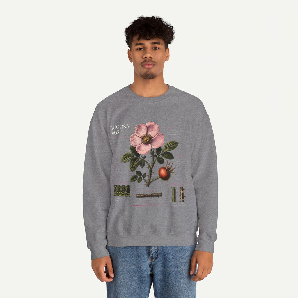 Botanical Rose Crewneck Sweatshirt – Vintage Floral Illustration