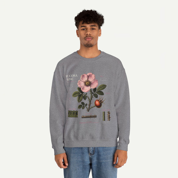 Botanical Rose Crewneck Sweatshirt – Vintage Floral Illustration