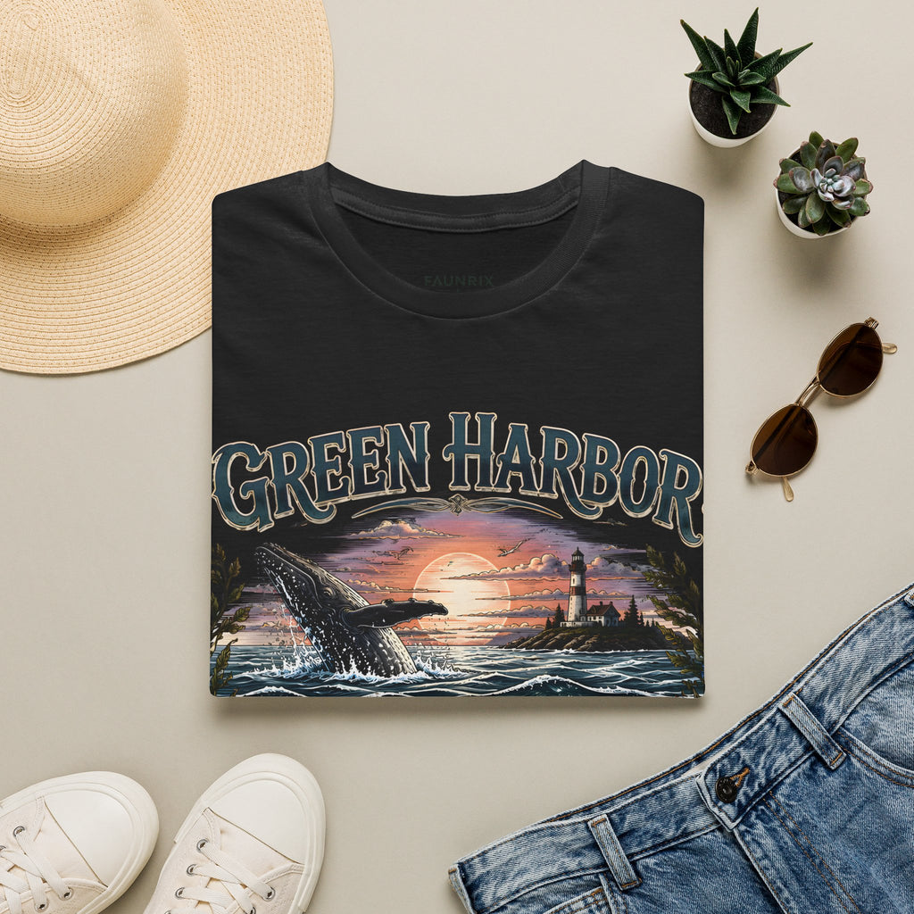 Green Harbor Sunset Whale T-Shirt