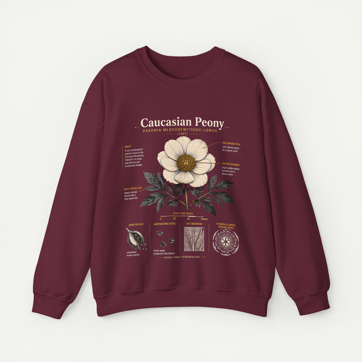 Caucasian Peony Botanical Crewneck Sweatshirt