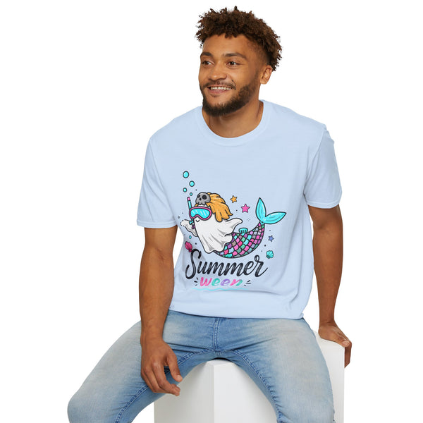 Mermaid Ghost Summerween T-Shirt — Cute Halloween Summer Mashup Tee