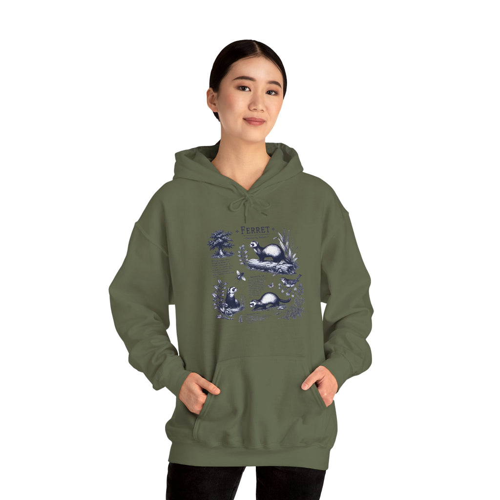 Ferret Vintage Illustration Hoodie — Retro Wildlife Graphic Sweatshirt
