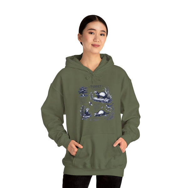 Ferret Vintage Illustration Hoodie — Retro Wildlife Graphic Sweatshirt