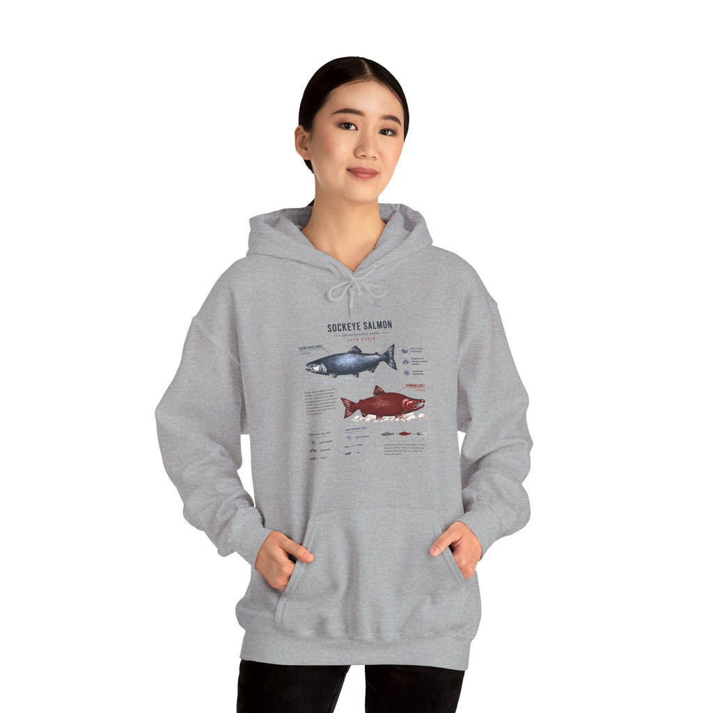 Salmon Species Hoodie — Sockeye & Chinook Fish Identification Graphic Hoodie
