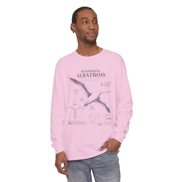 Wandering Albatross Long Sleeve Tee — Vintage Coastal Bird Illustration