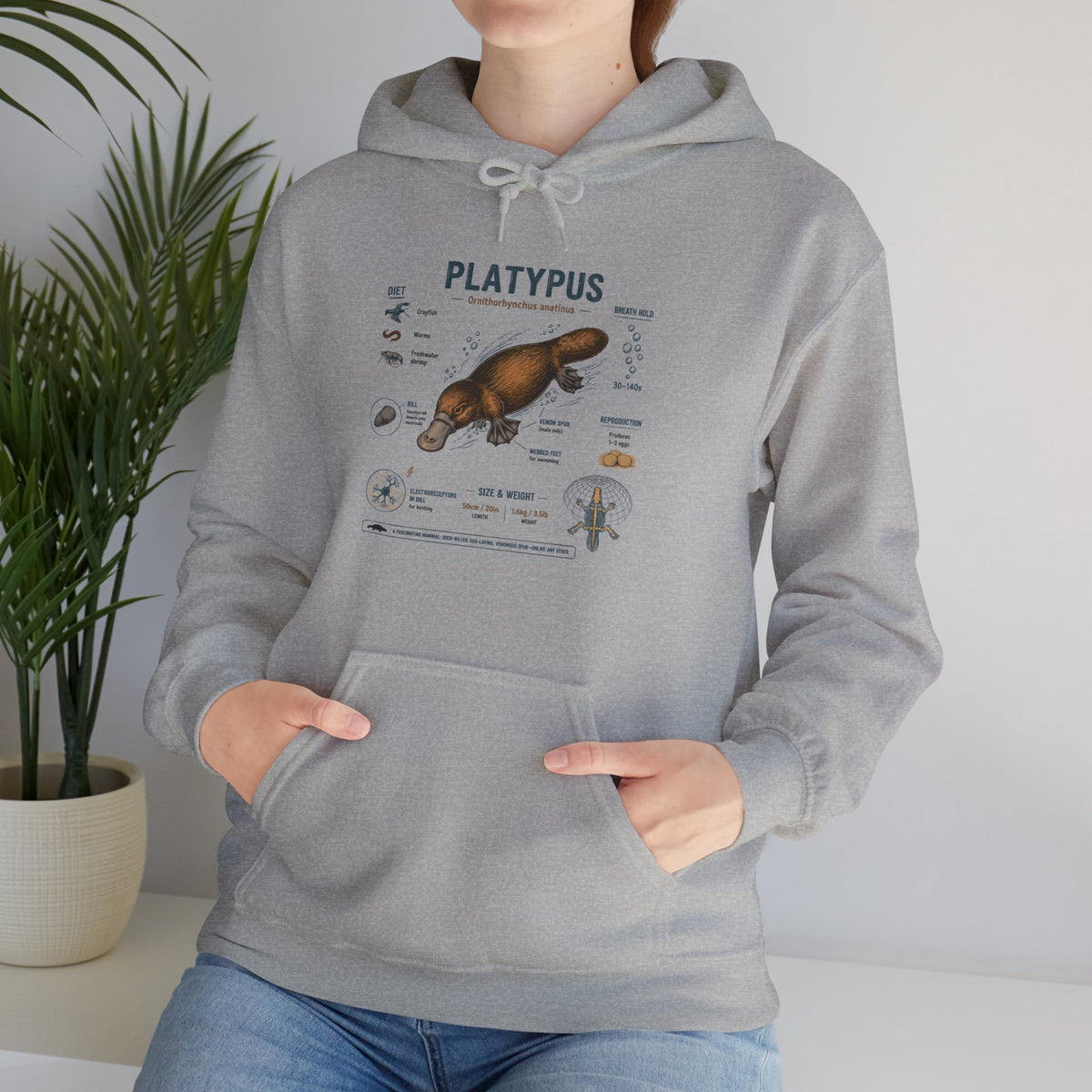 Platypus Anatomy Hoodie — Scientific Illustration Pullover for Nature Lovers