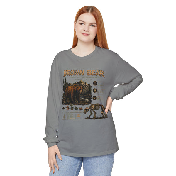 Brown Bear Wildlife Graphic Long Sleeve Tee