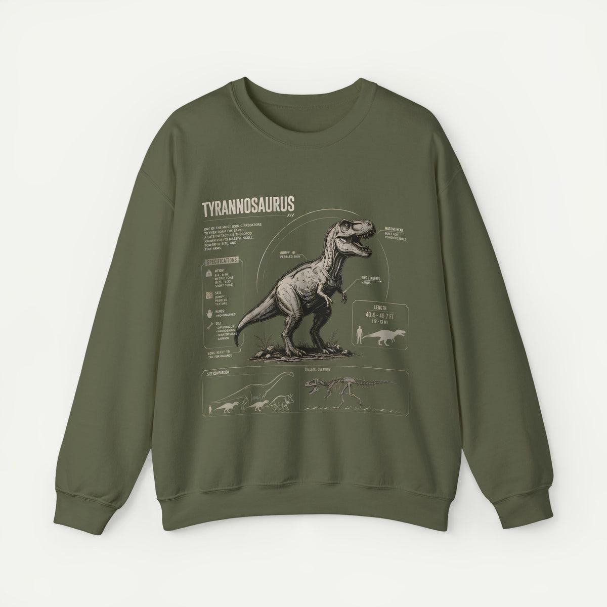 Tyrannosaurus Anatomy Sweatshirt — Vintage Dino Diagram Pullover