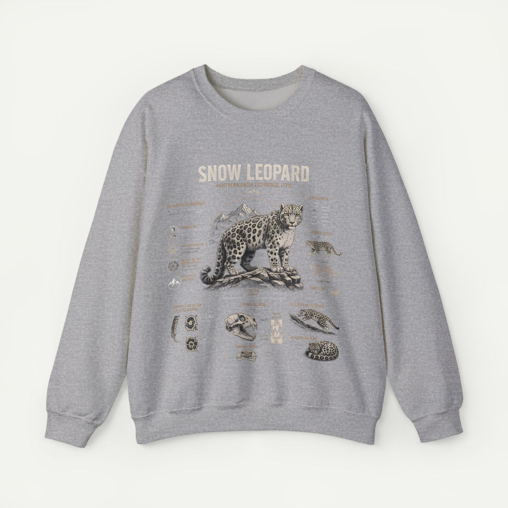 Snow Leopard Anatomy Sweatshirt — Vintage Wildlife Diagram Crewneck