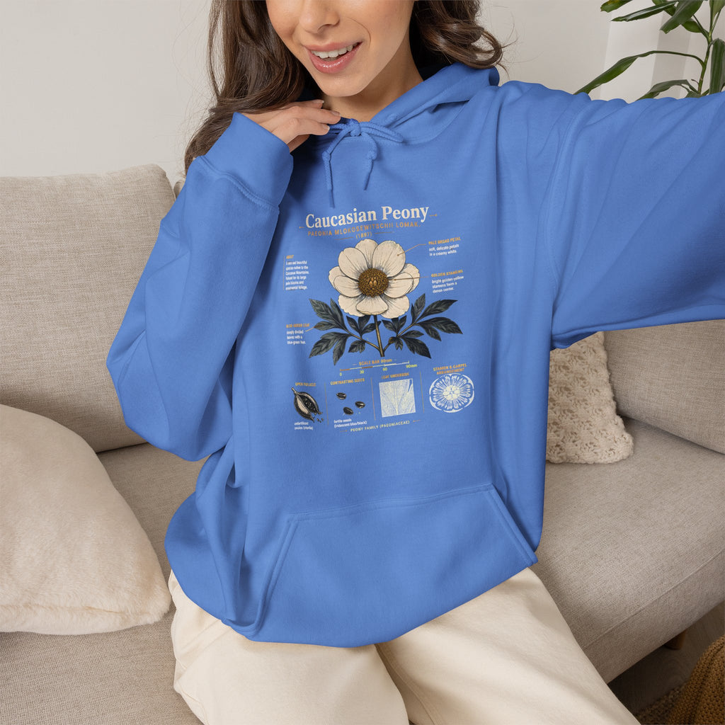 Magnolia Botany Hoodie — 'Caucasian Peony' Floral Diagram Hooded Sweatshirt