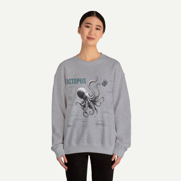 Octopus Anatomy Sweatshirt — Vintage Marine Biology Graphic
